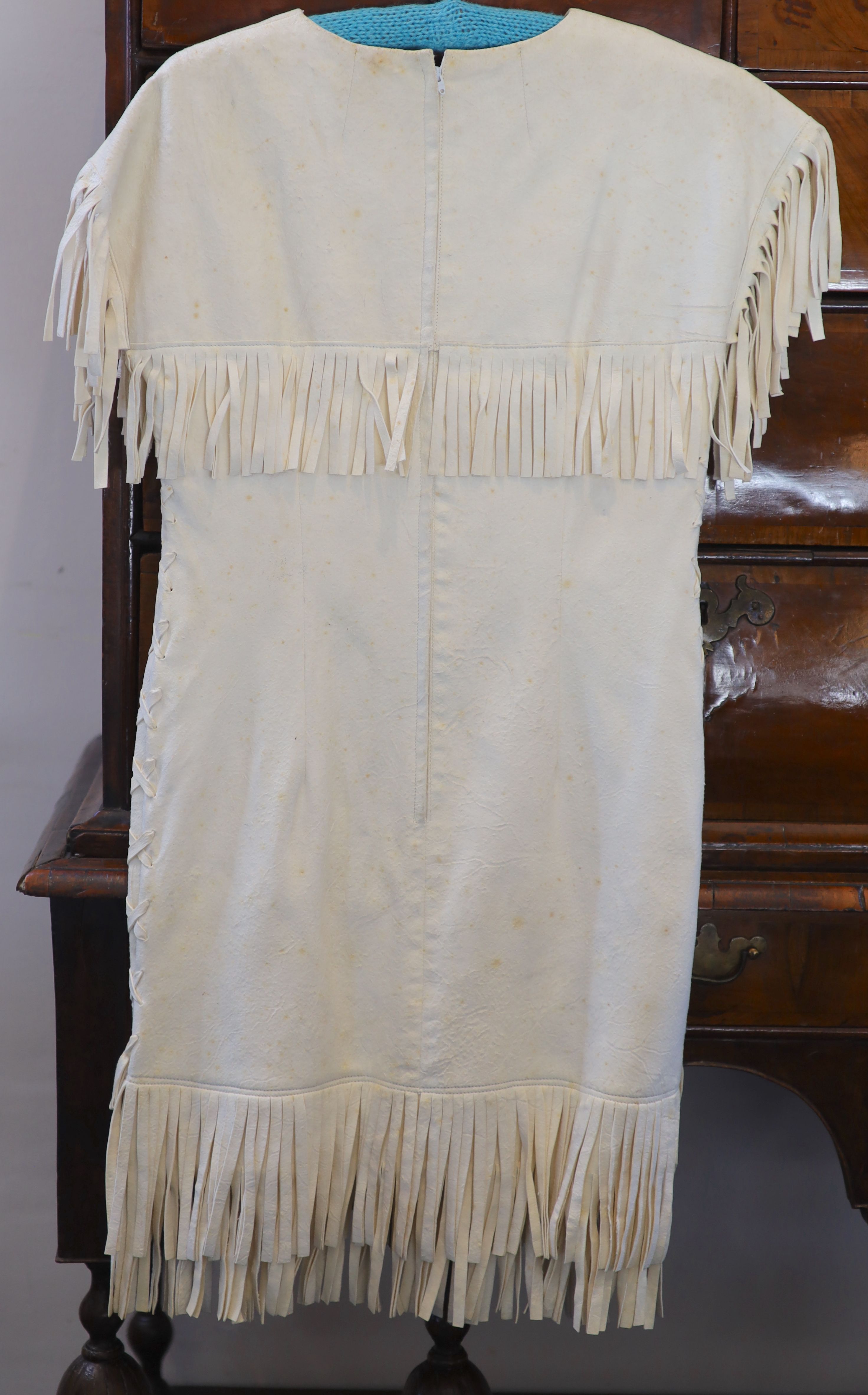 An off white chamois leather mini dress,